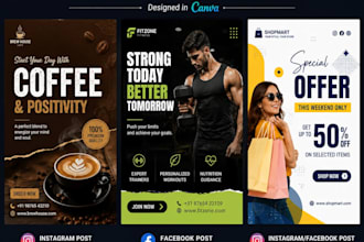 design professional socialmedia posts,instagram posts,facebook posts using canva