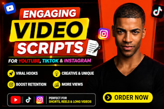 write engaging youtube, tiktok and instagram viral video scripts
