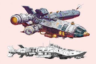 draw spaceship concept art or design a starship or scifi vehicle