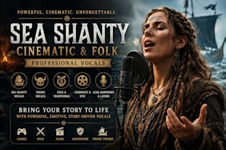 sing sea shanty, cinematic vocals, viking songs, fantasy vocals, folk, pirate