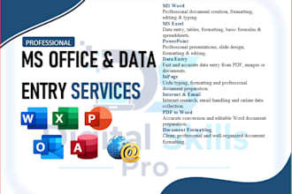do ms office work, excel, pdf to word, copy paste work