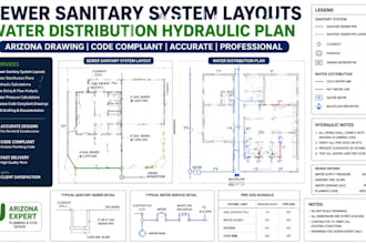sewer sanitary system layouts water distribution hydraulic plan arizona drawing