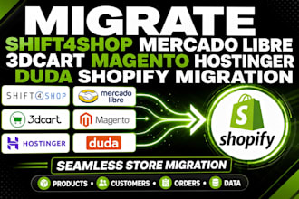 migrate shift4shop mercado libre 3dcart magento hostinger duda shopify migration