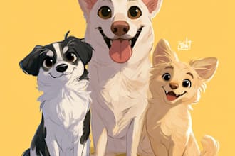 pet portrait into cute disney style