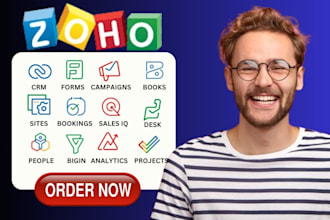automate zoho crm setup, zoho one, zoho books, zoho desk, fsm, project, people