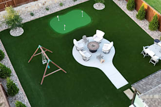 design a realistic 3d golf putting green and landscape
