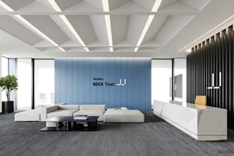 create realistic 3d interior rendering for modern commercial office