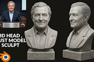 sculpt realistic 3d head, bust or portrait model from your photo for 3d printing