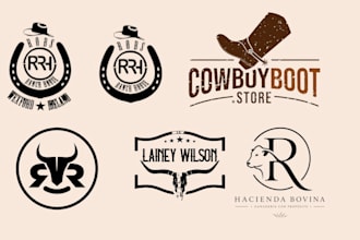 do western authentic cattle brand logo design