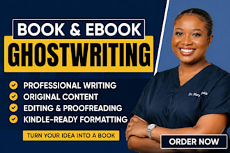ghostwrite your ebook, book or kindle manuscript as a professional ghostwriter