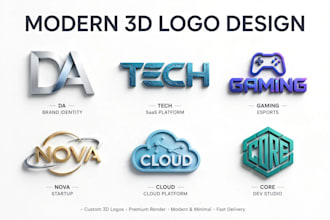 design modern 3d professional logo for your brand business