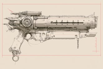 create weapon design and illustration