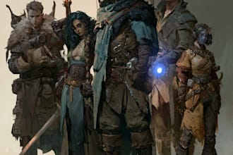 design a dnd party art and group art