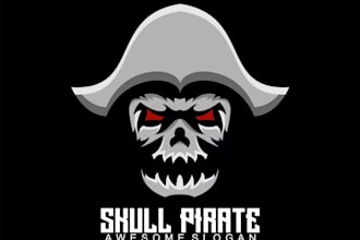 create dark aggressive vintage skull logo