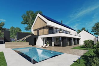 reinvigorate 3d single family home, render detached house,private villa exterior