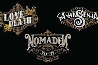 do awesome typography vintage logo tattoo and lettering