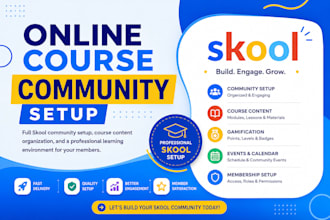 do skool community setup mighty networks, skool course content, online course