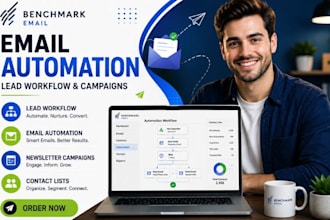 setup benchmark email lead workflow automation newsletter campaign and list