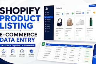 do shopify product listing and ecommerce data entry