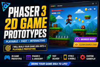 build a playable HTML5 game prototype using phaser and javascript