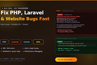 fix PHP website bugs, errors, and issues