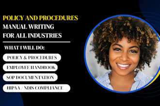 write standard sops, policy and procedures for smbs, mental health, hipaa, ndis
