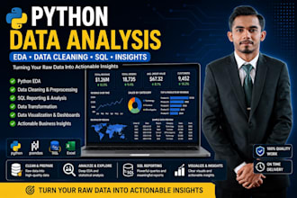 do python eda, sql reporting, data preprocessing, preparation and transformation