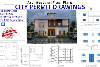 draw architectural floor plans, blueprints, and city permit drawings