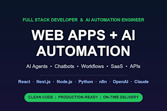 develop full stack web app in react node js with ai automation