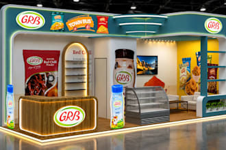 create 3d design and render exhibition stand, booth design
