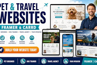 design pet groomer dog trainer travel agency tour operator carrd framer website