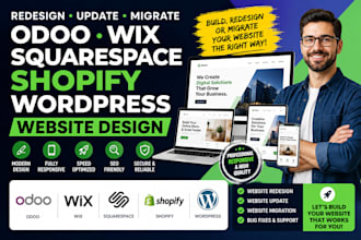 redesign update and migrate odoo wix squarespace shopify and wordpress website