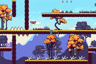 draw pixel art background pixel tileset landscape 8bit environment retro scenery
