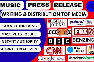 write music press release, music pr distribution and distribute it for artist PR