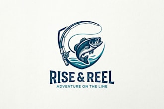 design a creative fishing rod logo for your brand
