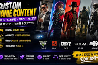 create server mods, scripts, maps and assets for fivem, rust, dayz, scum, arma 3