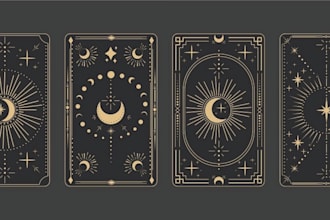 design graphic and illustrations for board game, tarot, cards, tabletop game