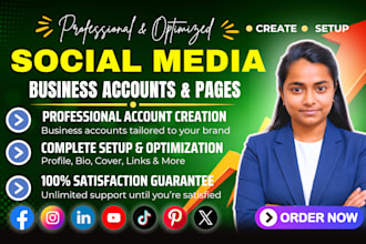 professionally create and setup social media accounts and business pages