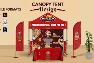 do canopy tent design, feather flag and table cover