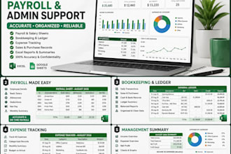 prepare payroll, bookkeeping and admin records in excel