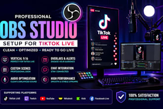 setup obs studio for tiktok live with vertical streaming, overlays and alerts
