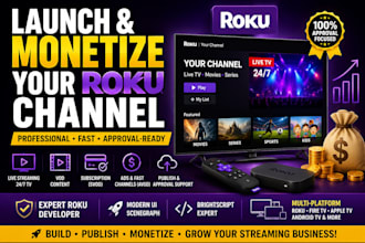 create , fix, setup,  customize and publish your roku channel for monetization