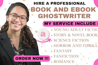 be your fiction ghostwriter for novel, cosmic science book and kdp books