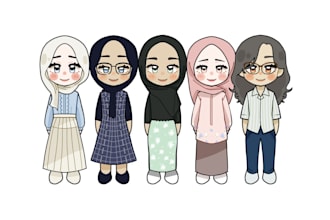 draw a cute full body chibi art for avatar or gift