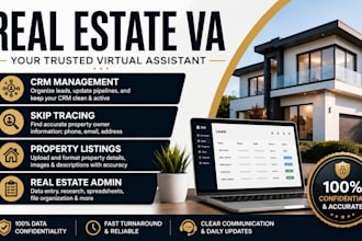 be your professional real estate va for crm management and skip tracing