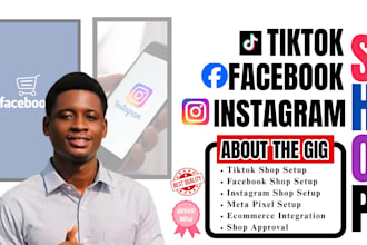 setup facebook shop instagram shop tiktok shop and meta pixel for shopify sales