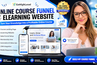 build highlevel online course funnel elearning website ghl education page