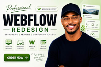 webflow redesign, responsive webflow, webflow expert, website redesign