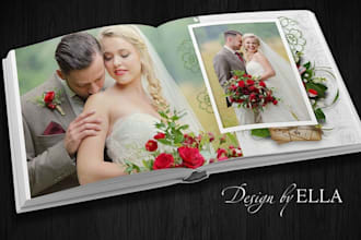 design photobook, memory book, wedding album, photo album in canva, adobe