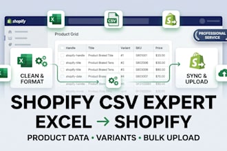 format shopify CSV product sheets, fix product data and prepare bulk upload file